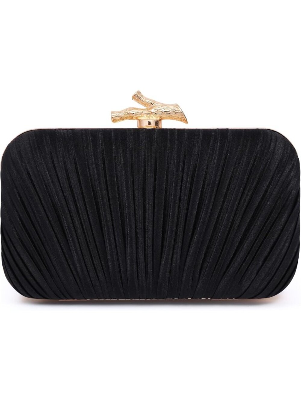 〽️Women's Black Clutch Purse Pleated For Formal With Chain Evening Party Bag